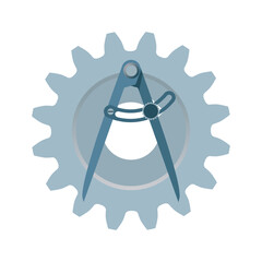 Logo concept with gear wheel and marking compass.