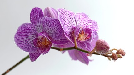 Fototapeta na wymiar a vibrant purple orchid flower on a white isolated background, elegant and delicate design