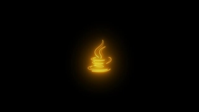 a glowing java icon video animation on black background
