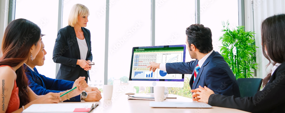 Poster spreadsheet document information financial startup concept. data and graphs in spreadsheet documents