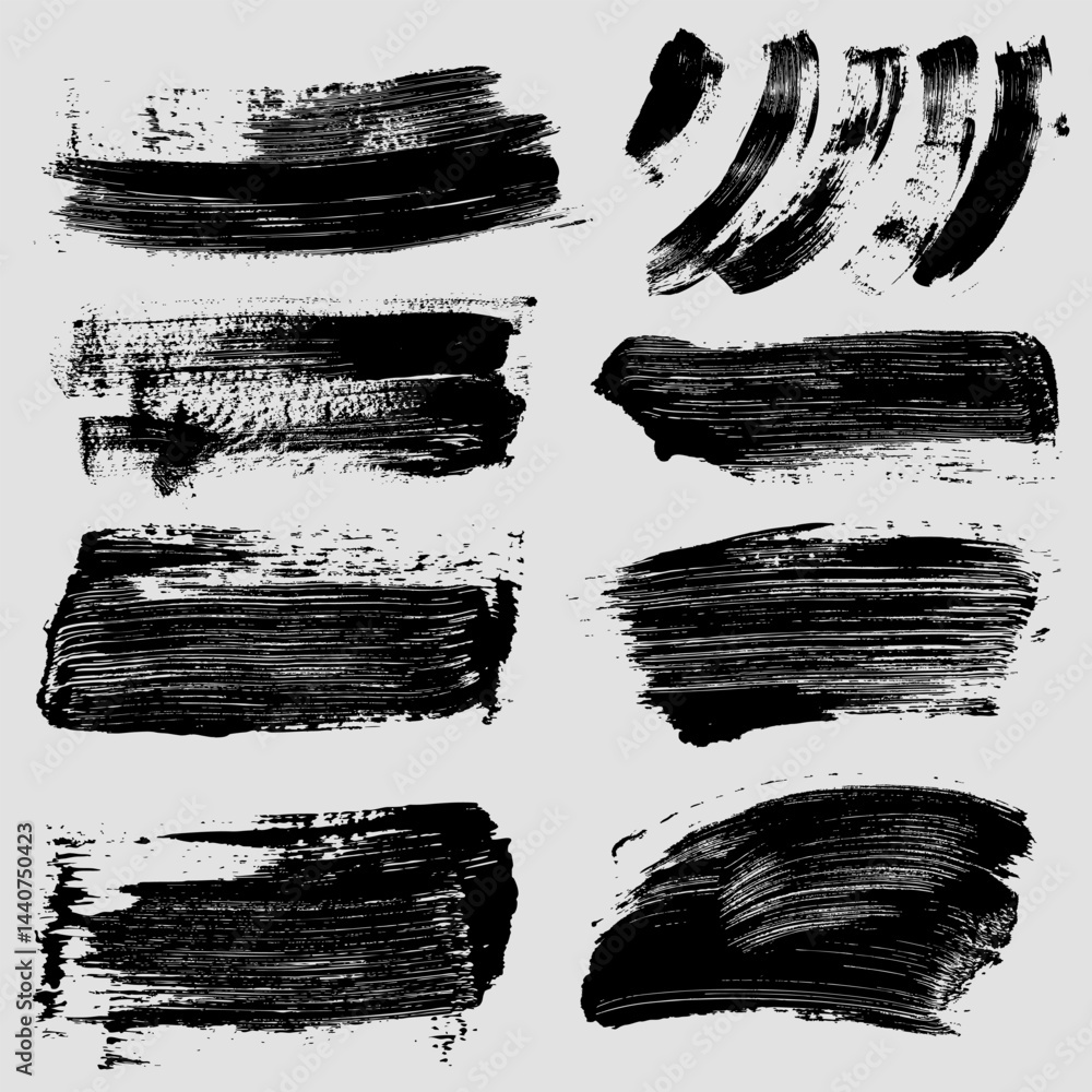 Poster artistic brush strokes on canvas. black brush strokes set. vector painted rectangles, frames, boxes 