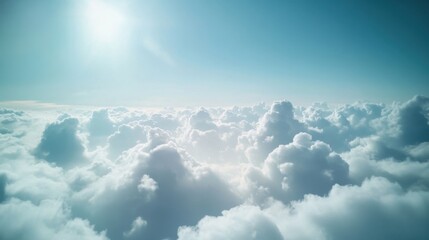 Fototapeta premium Breathtaking view of fluffy clouds under a bright sun, capturing the essence of tranquility in the sky above.