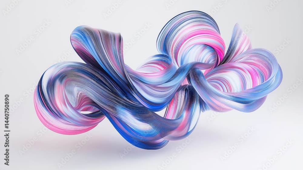 Aufkleber Abstract holographic swirl of colorful flowing lines and iridescent brushstroke texture on a soft minimal background