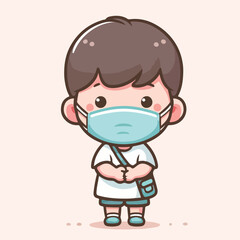 Obraz premium vector image of a child wearing a mask