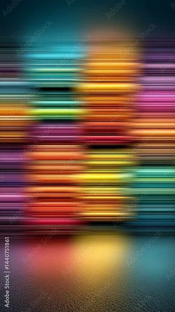 Poster vibrant neon horizontal lines in multicolored abstract background