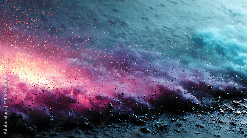 Aufkleber abstract cosmic landscape with celestial light and detailed surface texture featuring a gradient of 