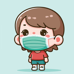 Obraz premium vector image of a child wearing a mask