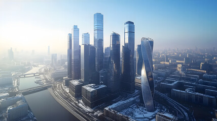 Drone view of city skyline background vertical aerial drone shoot of city drone view background aerial wide city wallpaper skyscraper banner highrise city aerial photo