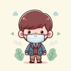 vector image of a child wearing a mask