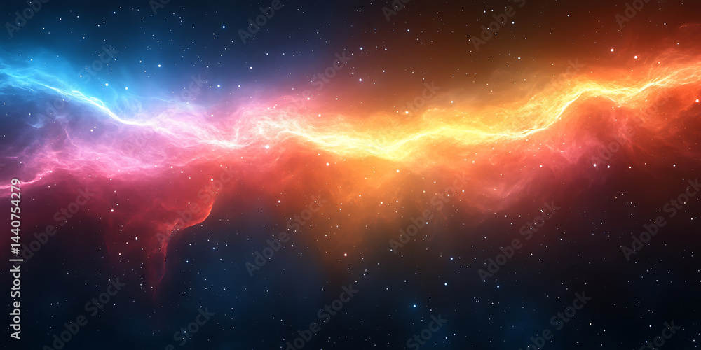 Aufkleber abstract cosmic nebula cloud formation with glittering stars in dark space digital art depicting glo