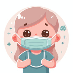 vector image of a child wearing a mask