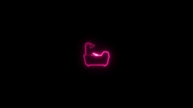 a glowing neon Swimming pool icon video animation on black background
