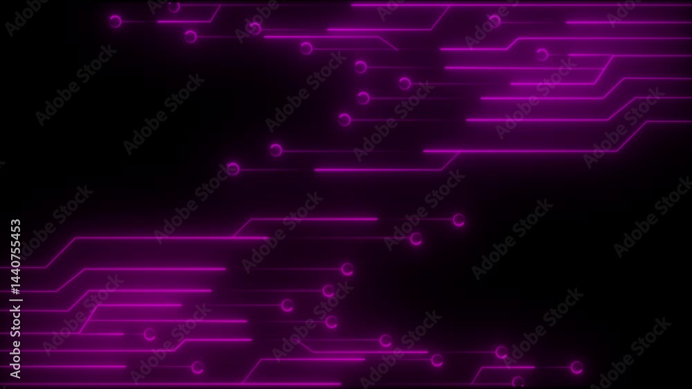 Aufkleber animated glowing neon circuit animation on black background. 4k motion graphic video. abstract techn