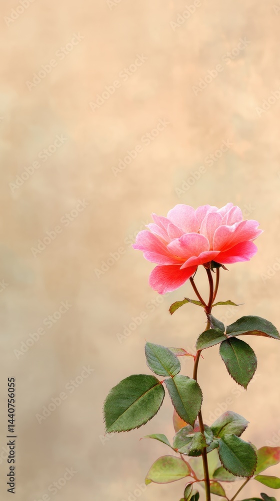 Poster captivating close up of a delicate pink rose against a soft blurred background creating a serene and