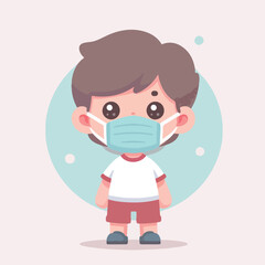 vector image of a child wearing a mask
