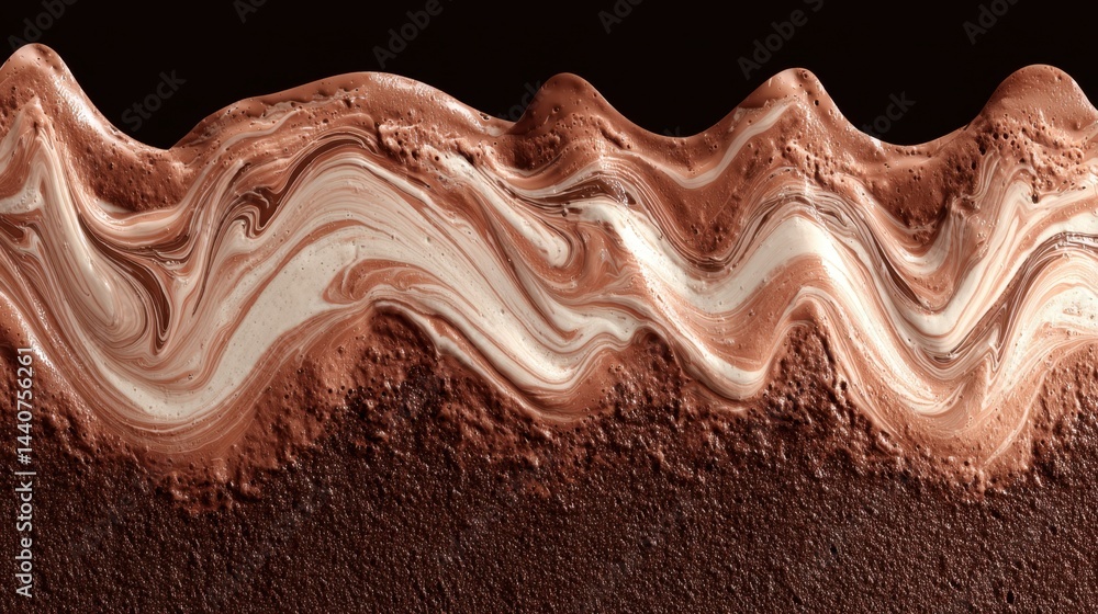 Poster abstract chocolate and vanilla swirl background with a dark brown base creating a creamy and delicio