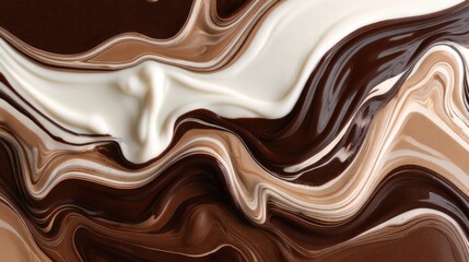 Creamy chocolate delight with swirling textures and rich hues a tempting dessert background perfect for culinary designs and decadent food photography with a smooth liquid flow
