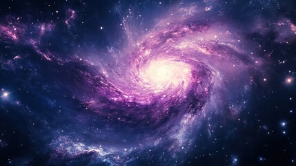 Fototapeta premium A Bright and Colorful Galaxy in Space, Swirling with Purple and Blue Energy, Capturing the Beauty of the Universe