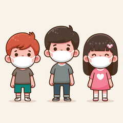 vector image of a child wearing a mask