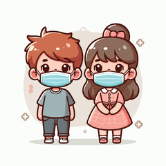 vector image of a child wearing a mask