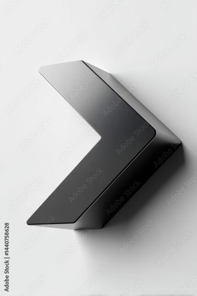 Poster minimalist gray arrow design on white background casting subtle shadow direction and guidance concep