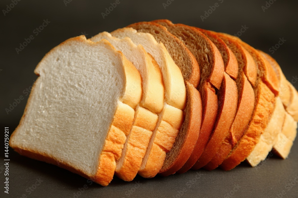 Poster sliced bread assortment on dark background showcasing diverse textures and colors in a studio shot w