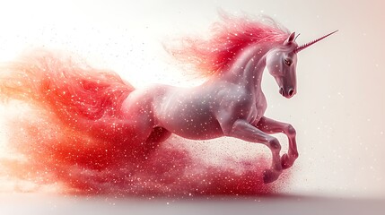 A magnificent, mythical creature in motion, a spirited unicorn.