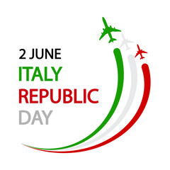 Italy republic day airplanes flag, vector art illustration.