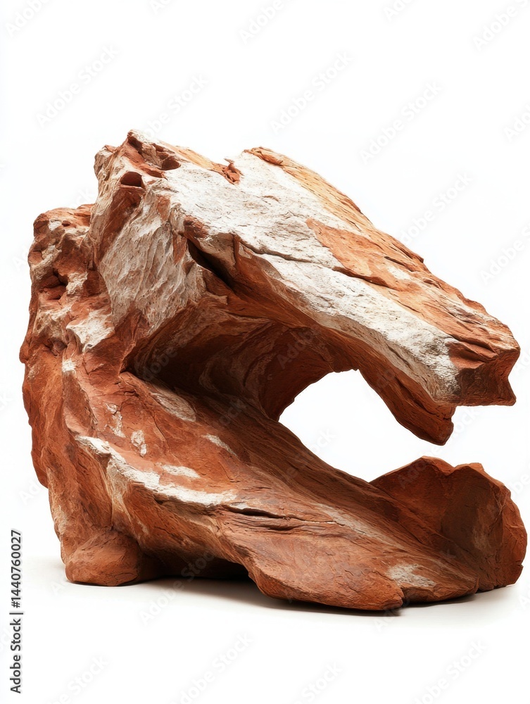 Poster captivating rock formation with natural arch on white backdrop showcasing geological wonder and uniq