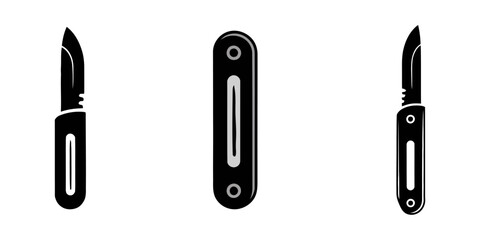 Utility knife icon Symbol mark in filled style, Work knives. Cartoon cutter knife. retractable blade or knife. Paper or cardboard cutter. Work, school tools. Retractable blades concept Utility knife.