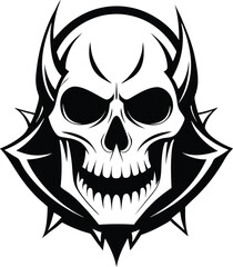 gothic metal skull silhouette vector design 