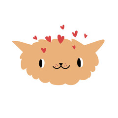 Cute cat in love sticker, vector cartoon illustration