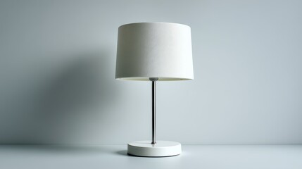 a modern minimalist lamp with a white shade and sleek base on a white isolated background, simple and stylish design