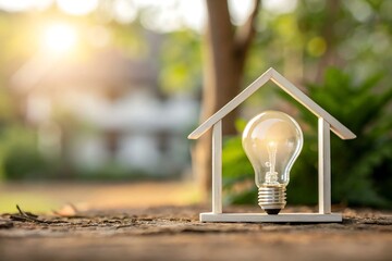 Bulb inside House on Wooden Surface with Bokeh, Natural Light, Outdoors, Warm