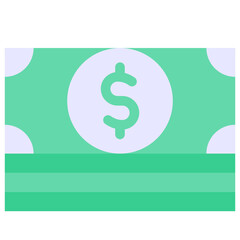 Dollar Banknote Vector Icon, Green Paper, Cash Note, Currency Dollar Icon. Flat Style Isolated Vector Icon.