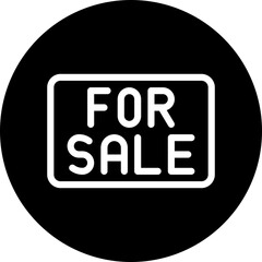 For Sale Sign Board Icon, Red Banner With Text, Circular Style Isolated Vector Icon.