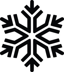 Bold Black And White Snowflake Icon. Vector Illustration Isolated On White
