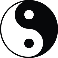 Bold Black And White Yin Yang Icon. Vector Illustration Isolated On White
