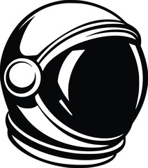 Bold Black And White Astronaut Helmet. Vector Illustration Isolated On White