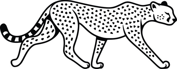 Bold Black And White Fast Cheetah. Vector Illustration Isolated On White