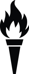 Bold Black And White Flaming Torch. Vector Illustration Isolated On White