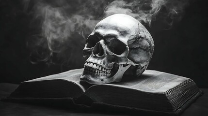 skull on the book