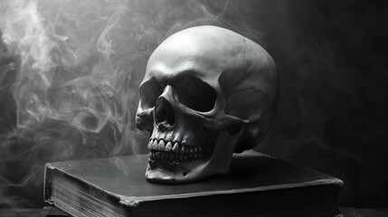 skull on the book