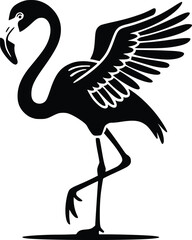 Obraz premium Bold Black And White Flamingo Balancing. Vector Illustration Isolated On White