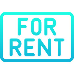 For Rent Sign Board Icon. Real Estate, Advertising, House Rent, Property Concept. Lineal Gradient Style Isolated Vector Icon.