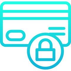 Credit Card With Lock Icon, Security, Secure Credit Card Icon, Lineal Gradient Style Isolated Vector Icon.