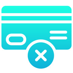 Fototapeta premium Credit Card Icon With Cross Mark, Canceled, Denied Icon. Silhouette Gradient Style Isolated Vector Icon.