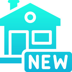 New House Icon, Real Estate, Building Icon, Silhouette Gradient Style Isolated Vector Icon.