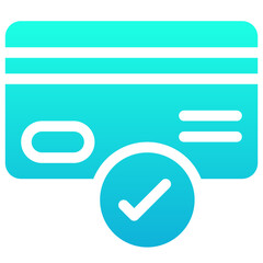 Credit Card Icon With Cross Mark, Accept, Accepted Icon, Silhouette Gradient Style Isolated Vector Icon.