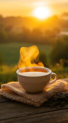 A cup of tea at sunrise